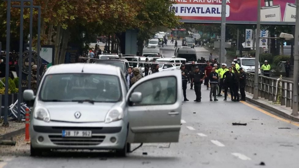 Two officers injured in blast outside interior ministry of Turkey
