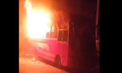 Parked bus set on fire in Savar