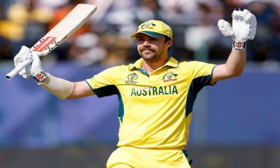 Travis hits World Cup final hundred as Australia eye victory