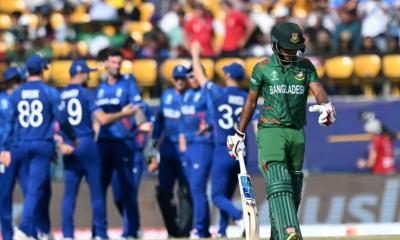 Bangladesh suffer heavy defeat against England in Dharamshala