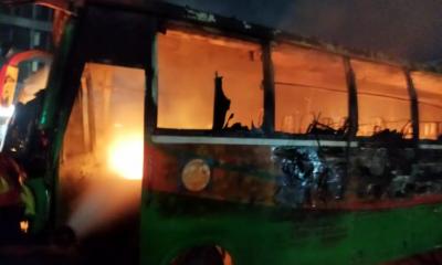 Bus torched at Jatrabari area