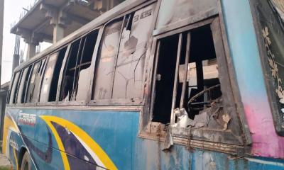 Bus set on fire in Gazipur during 24-hour blockade
