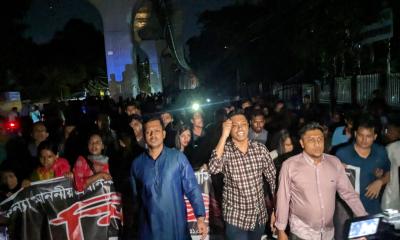 DU Chhatra League protests BNP‍‍`s threat to kill PM Hasina