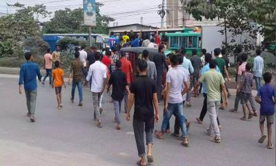 Protest for salary hike: RMG workers block road for 7th consecutive day, set vehicle on fire in Gazipur