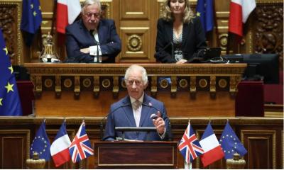 King Charles makes historic speech at French senate as he hails ‘indispensable’ UK-France relationship