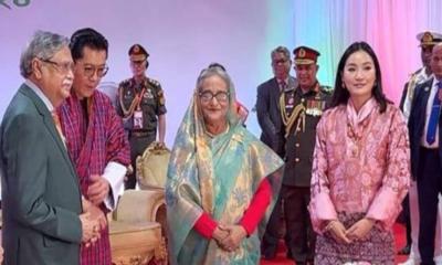 রাষ্ট্রপতির সংবর্ধনা অনুষ্ঠানে প্রধানমন্ত্রী ও ভুটানের রাজা