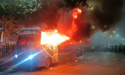 Three buses set on fire in New Market, Elephant road and Sayedabad