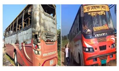 অবরোধের দ্বিতীয় দিনে সকালেই বাসে আগুন