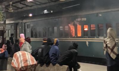 Uttara Express set on fire in Joypurhat