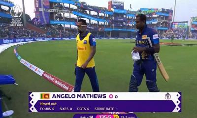 আন্তর্জাতিক ক্রিকেটে প্রথমবার ‘টাইম আউট’ ম্যাথিউস