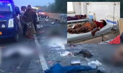 দাঁড়িয়ে থাকা বাসে ট্রাকের ধাক্কা; ১১ জনের মৃত্যু