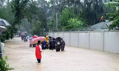 Heavy rains inundate parts of Bandarban; 165 mm rainfall recorded in 24 hrs