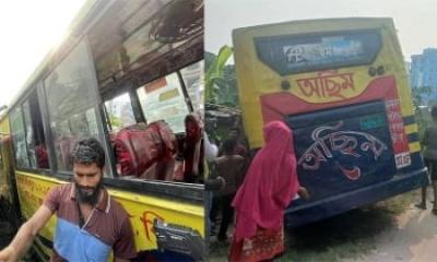 Bus torched in Banasree; man suffers 28 percent burn