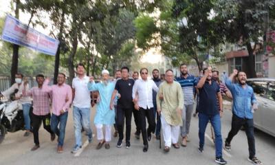 তৃতীয় দফা অবরোধের প্রথম দিন সকালেই রিজভীর নেতৃত্বে বিক্ষোভ মিছিল