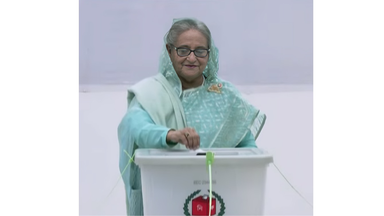 PM Hasina casts vote at Dhaka City College