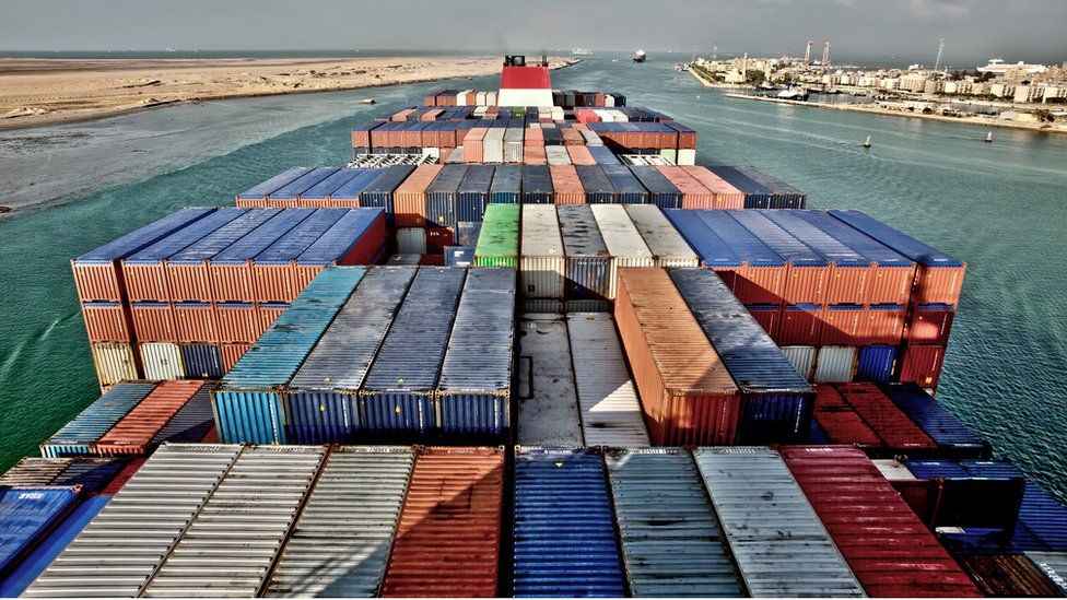 Egypt's Suez Canal blocked by large container ship