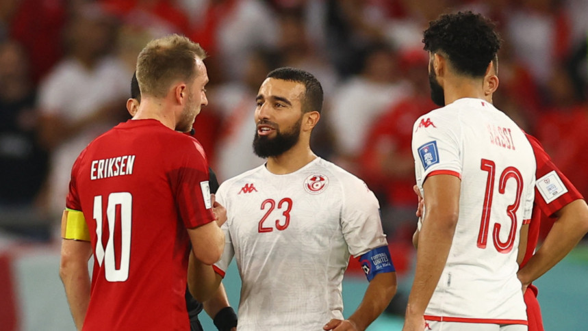 Denmark held by fired-up Tunisia in World Cup opener
