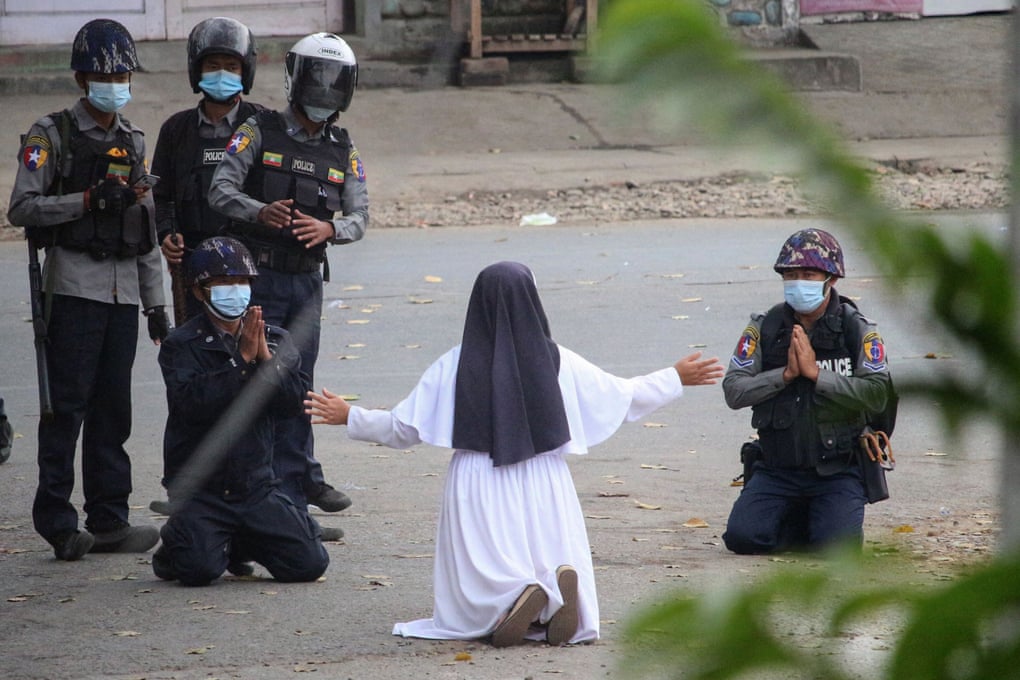 ‘Shoot me instead’: Myanmar nun’s plea to spare protesters