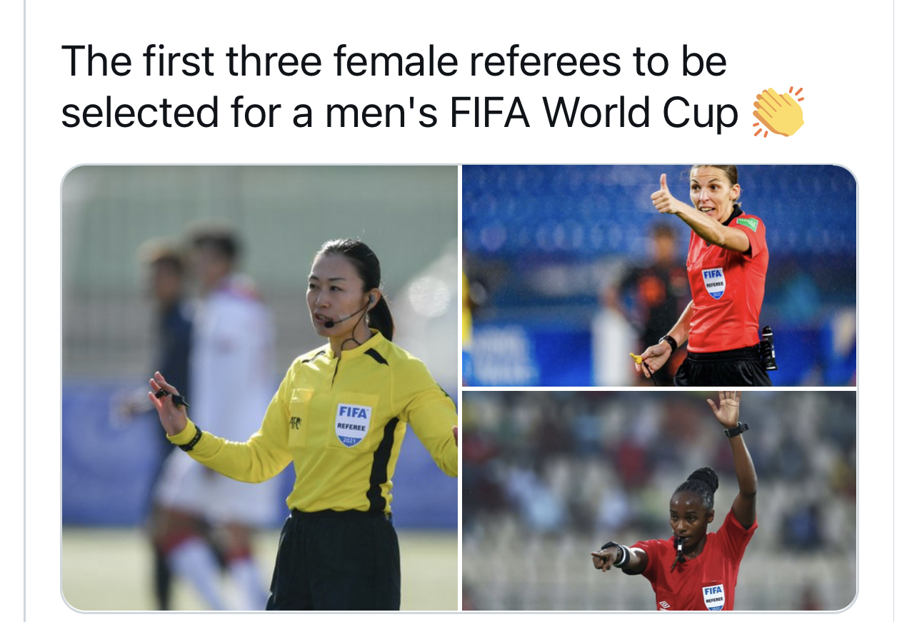 Female referees to officiate at Qatar 2022 World Cup finals