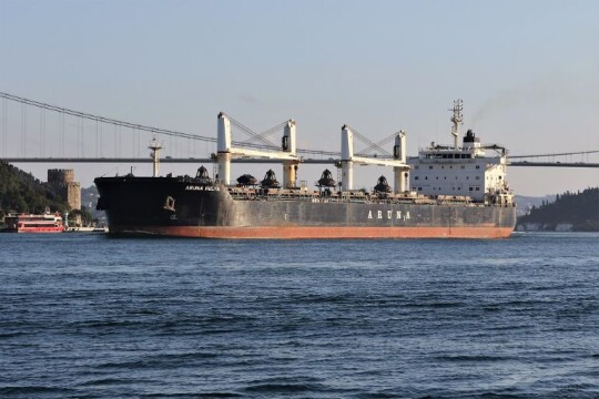 A large ship anchored at Payra port for the first time