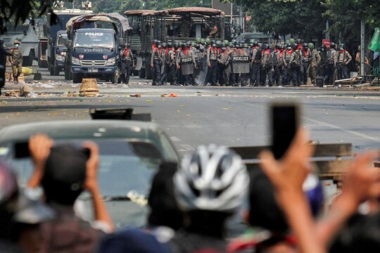 Five dead after Myanmar security forces ram car into Yangon protest