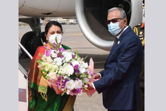 Nepal President Devi Bhandari arrives in Dhaka