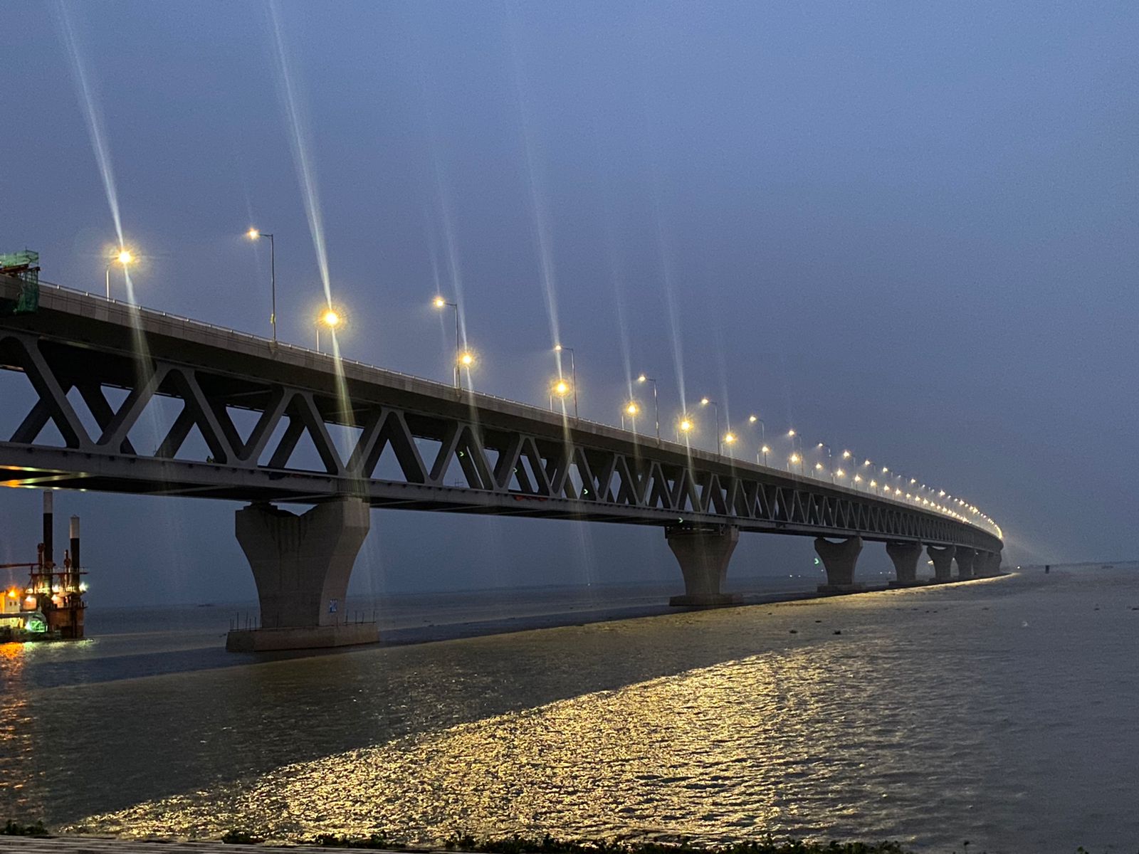 Entire Padma Bridge illuminated for the first