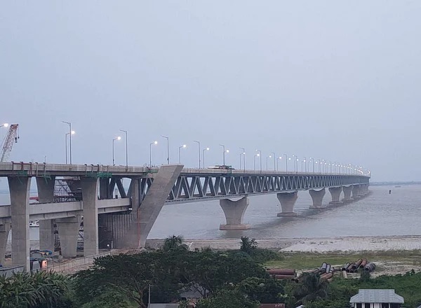 Mawa end of Padma Bridge illuminated as power supply given