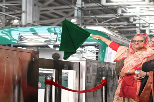 PM Hasina on her first journey of Dhaka metro rail
