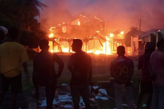Angry mobs burn down belongings of Rarjapaksas, MPs