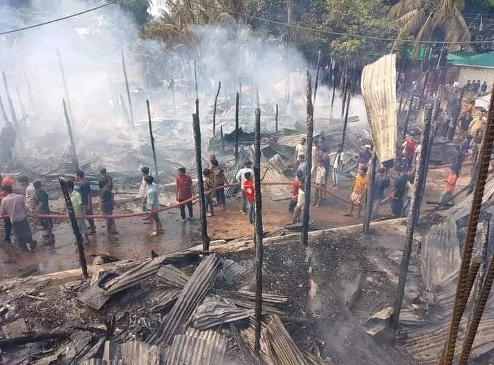 Fire in Thanchi market, more than 30 shops burnt to ashes
