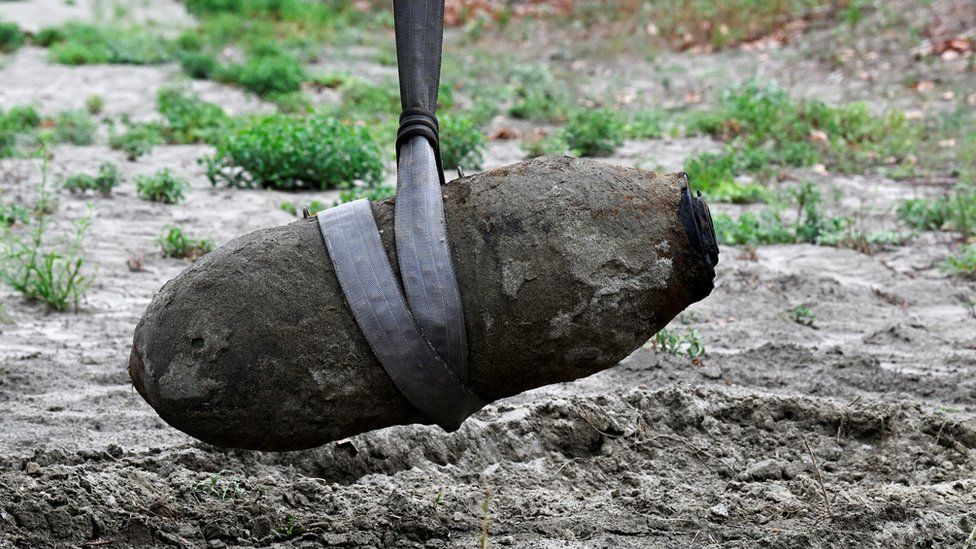 Dried-up river reveals unexploded WWII bomb